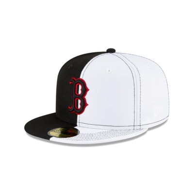 Black Boston Red Sox Hat - New Era MLB Split Crown 59FIFTY Fitted Caps USA2714308